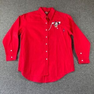 Vintage Mickey Unlimited Jerry Leigh Disney Button Up Shirt Womens Medium M‎ Red